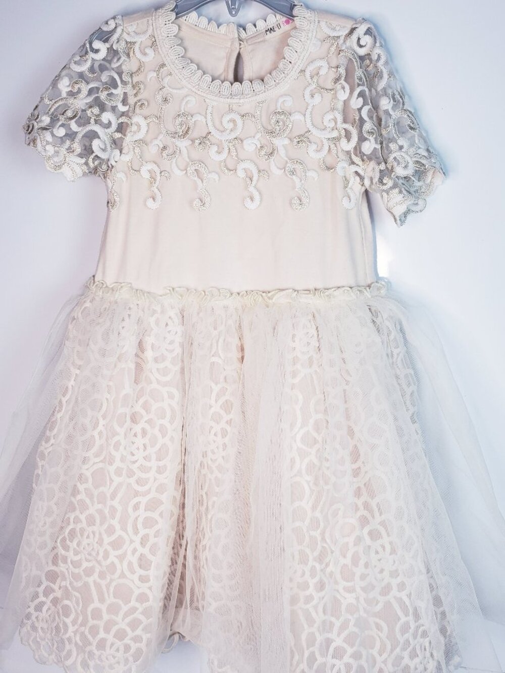 Mae Li Rose Embroidered Floral Lace Dress Size 8